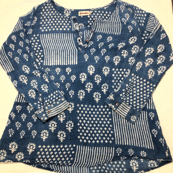 Fabindia Cotton Tunic Boho Beachy Popover artsy Chic xxl - Picture 3 of 6